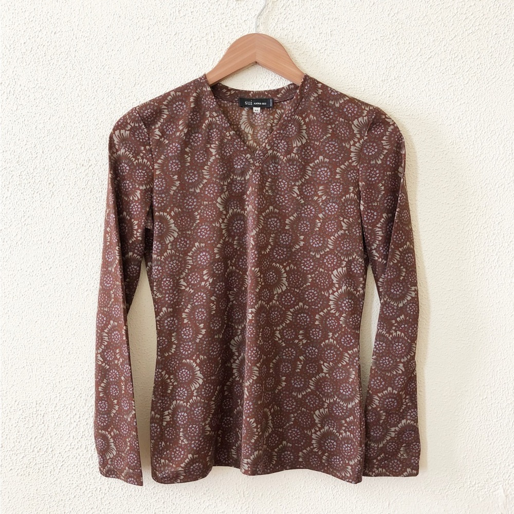 Vintage Anna Sui Printed V-neck Top 42